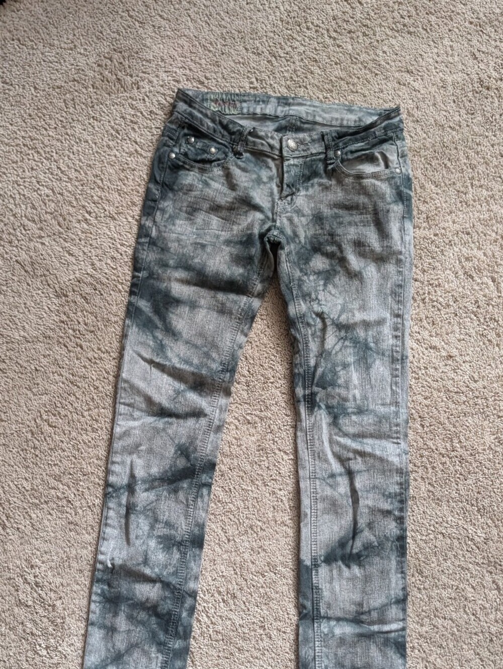 Machine Nouvelle Mode Acid Wash Gray Tie Dye Jeans Size 46 / US 32